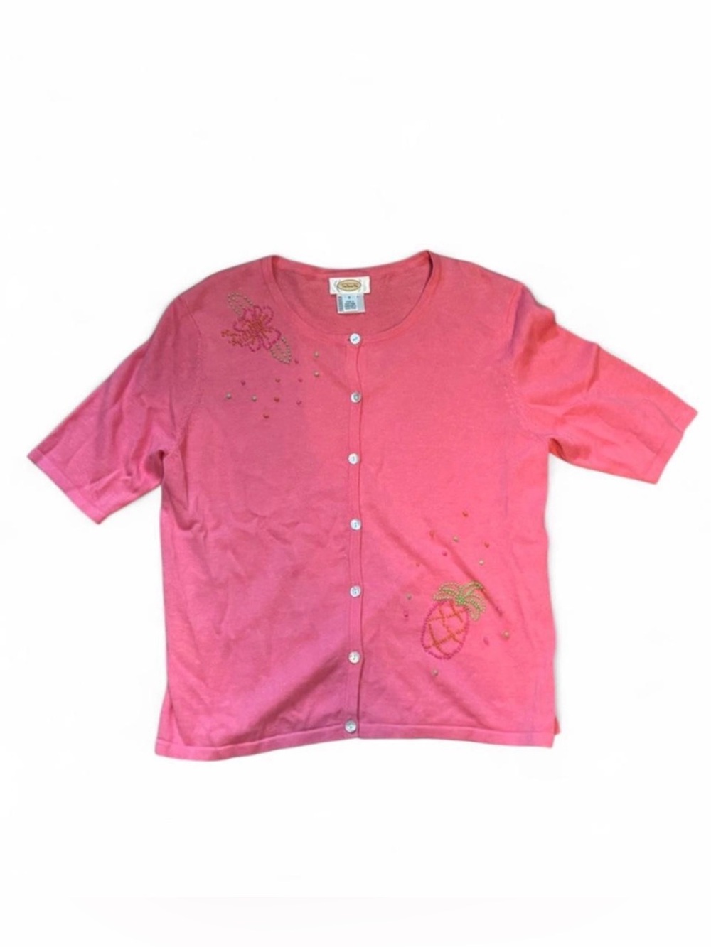 Vtg Talbots pineapple beaded sweater